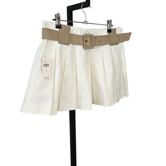 Anthropologie Maeve Womens Pleated Skort Size 14 White Belted Academia School - Picture 2 of 8